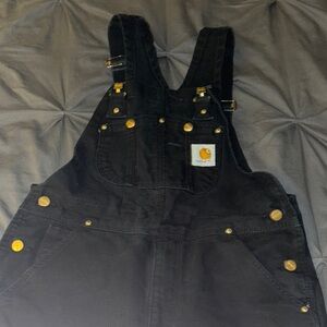 Carhartt Black Bib Overalls with Gold Details